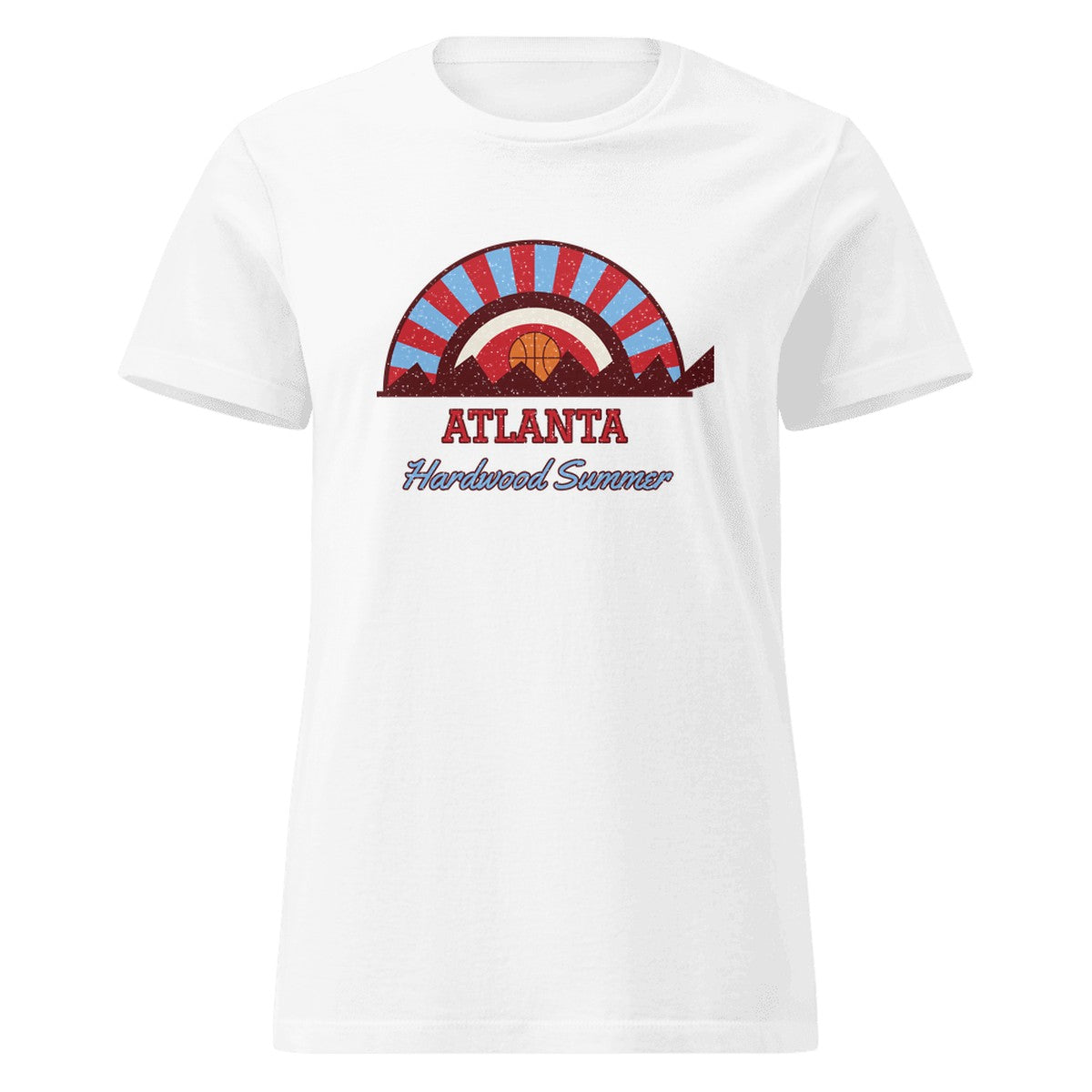 Women's Atlanta Hardwood Summer Fitted Tee in White, front view