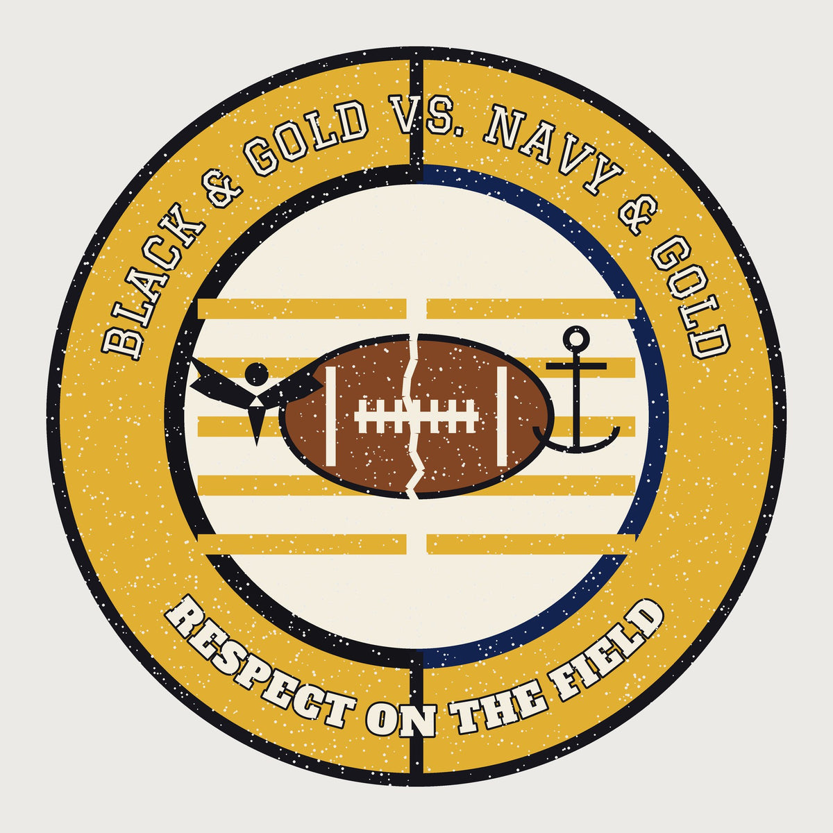 Women's Black and Gold vs Navy and Gold Respect on the Field Football Tee graphic