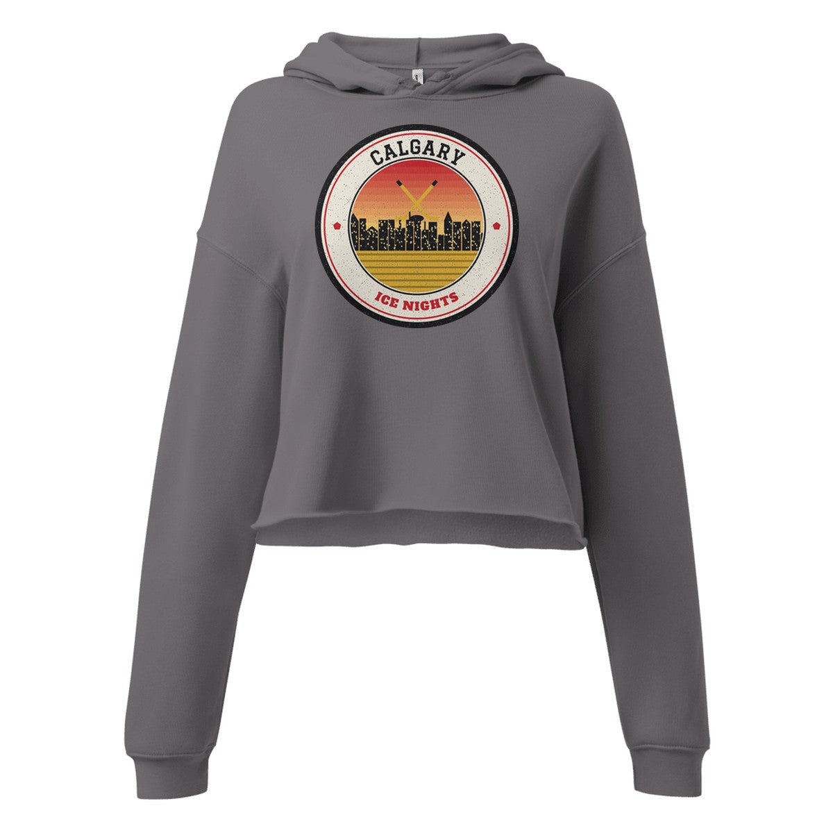 Women's Calgary Ice Nights Cropped Hoodie in Storm, front view