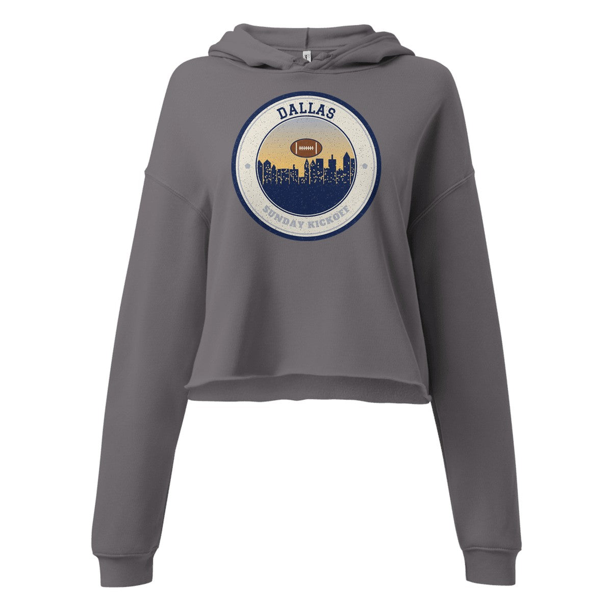 Women's Dallas Sunday Kickoff Cropped Hoodie in Storm, front view