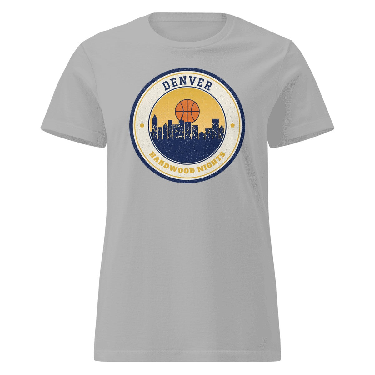 Women's Denver Hardwood Nights Fitted Tee in Sport Grey, front view