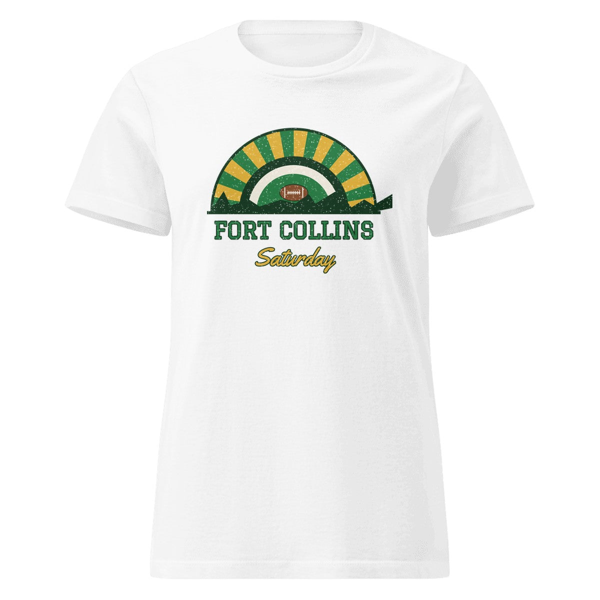 Women's Fort Collins Saturday Fitted Tee in White, front view