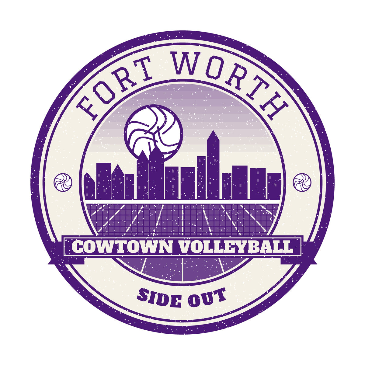 Fort Worth Cowtown volleyball badge graphic