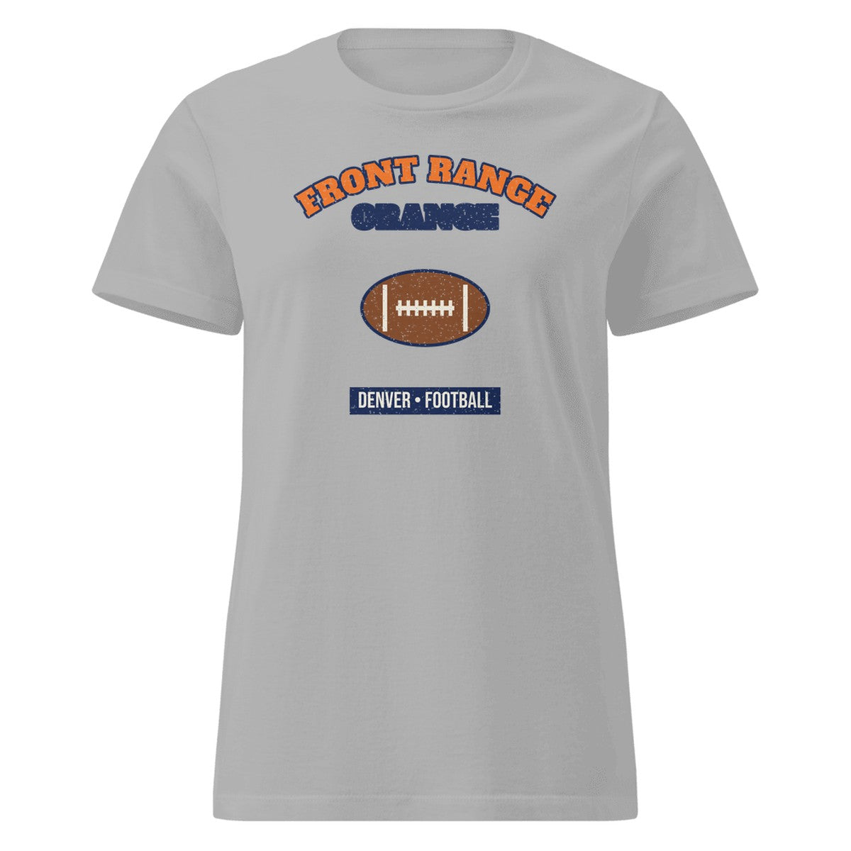 Women's Front Range Orange Football Fitted Tee in Sport Grey, front view
