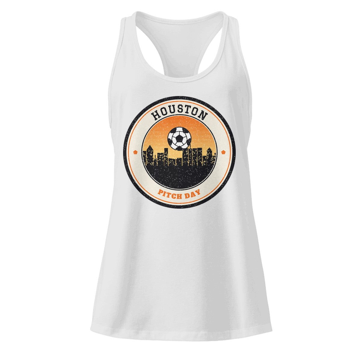 Women's Houston Pitch Day Racerback Tank in Heather Gray, front view