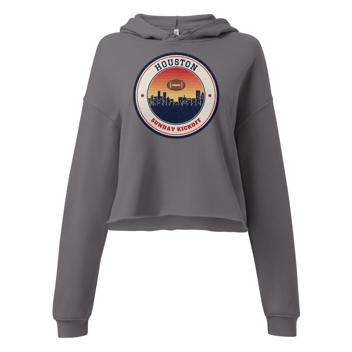 Women's Houston Sunday Kickoff Cropped Hoodie in Storm, front view