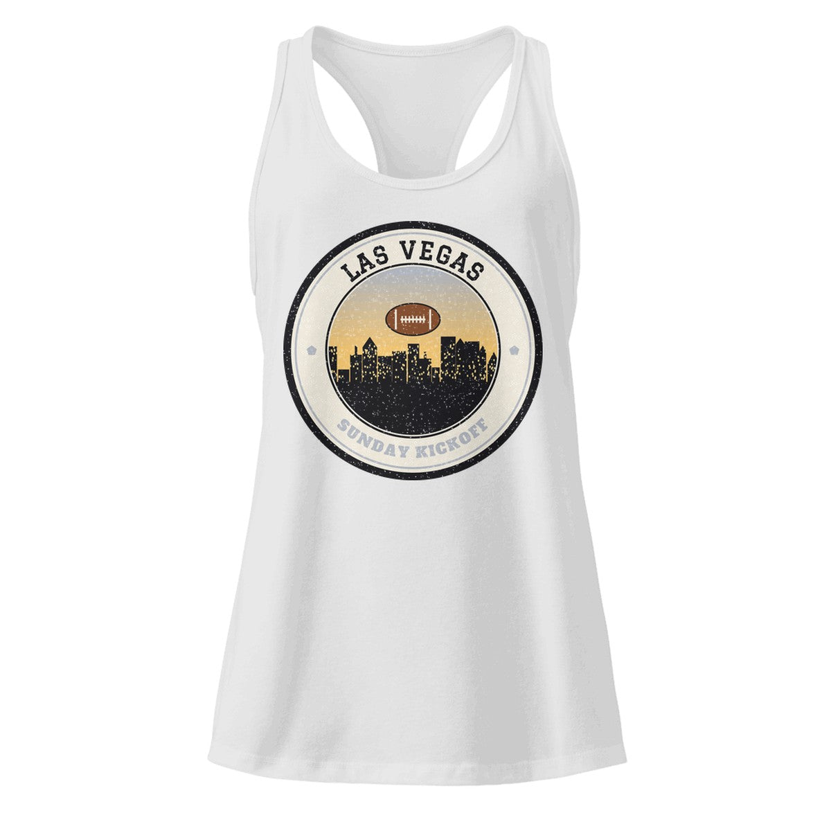 Women's Las Vegas Sunday Kickoff Racerback Tank in Heather Gray, front view
