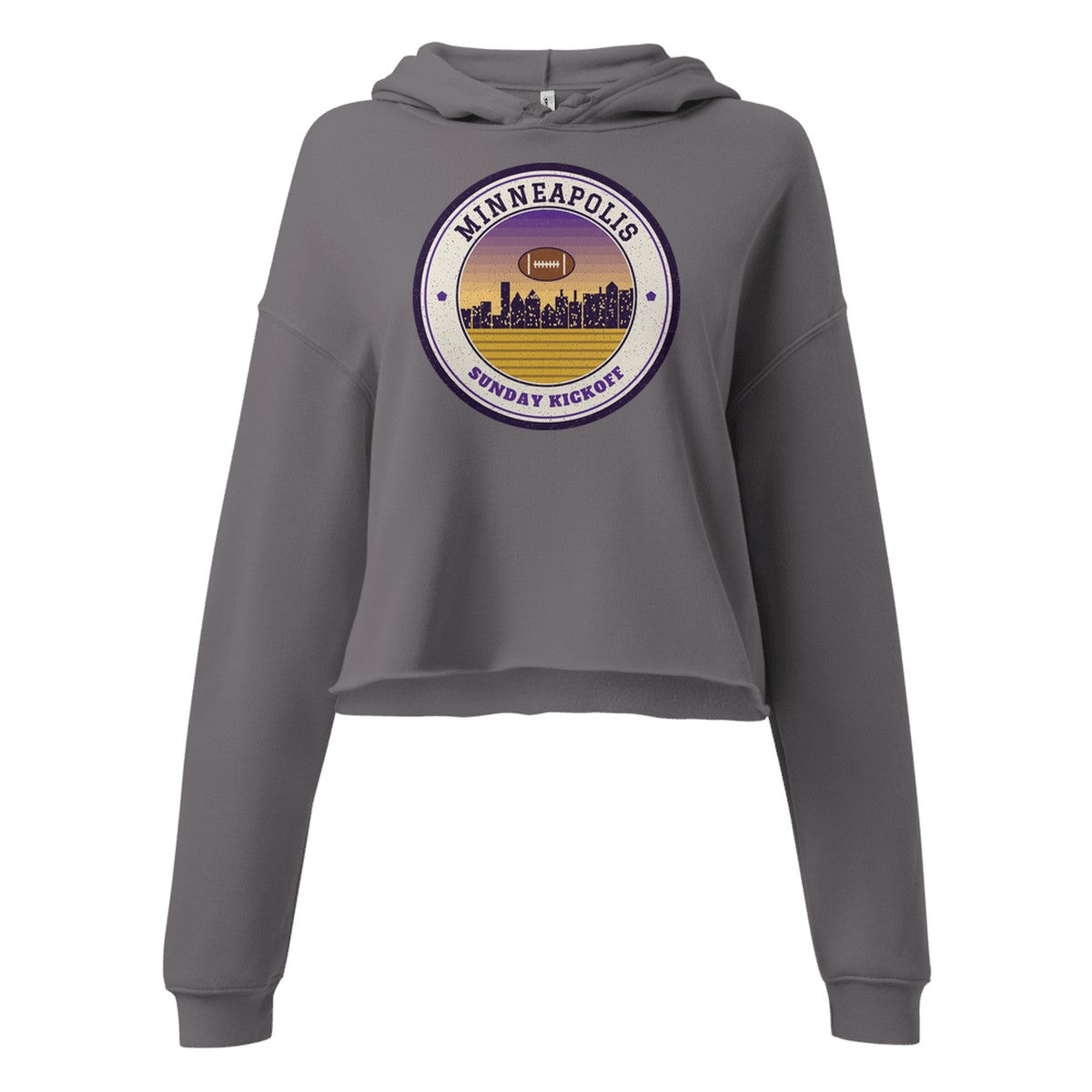 Women's Minneapolis Sunday Kickoff Cropped Hoodie in Storm, front view