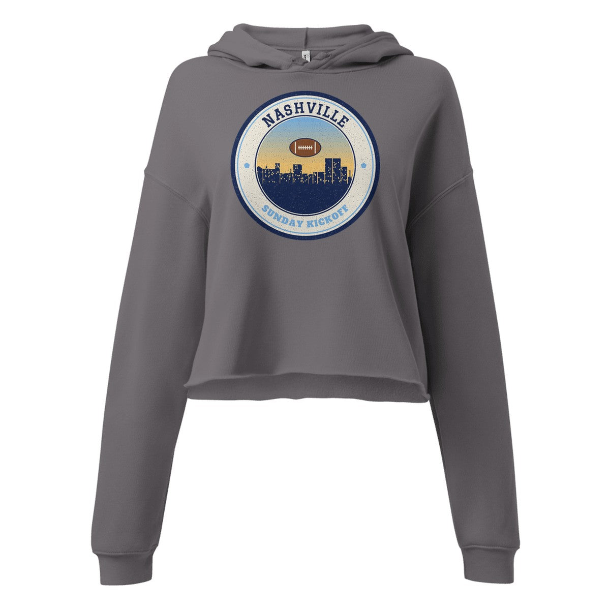 Women's Nashville Sunday Kickoff Cropped Hoodie in Storm, front view