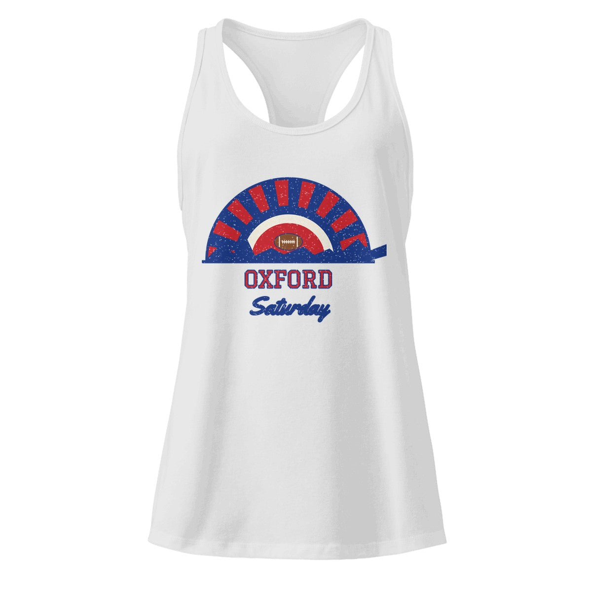 Women's Oxford Saturday Racerback Tank in Heather Gray, front view