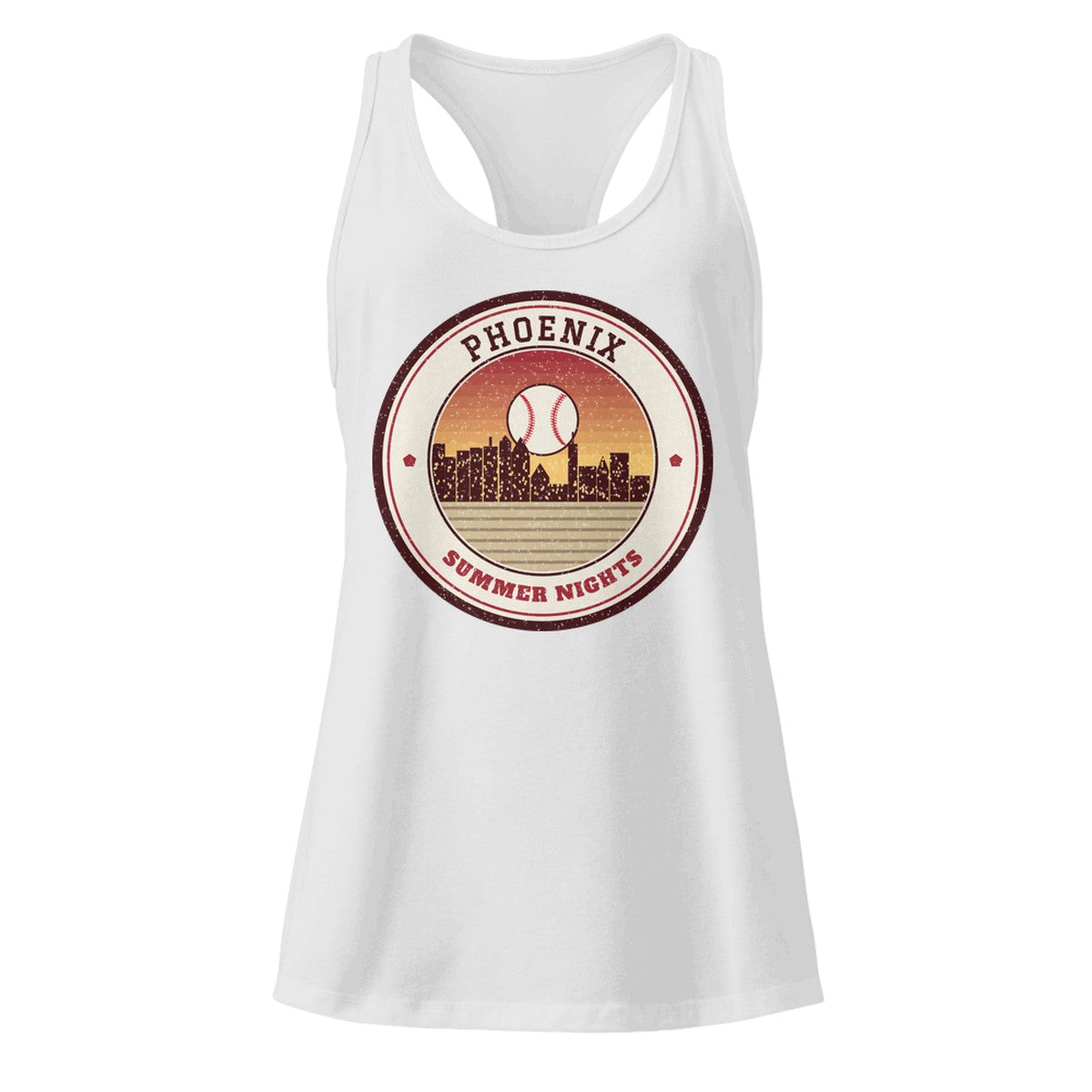 Women's Phoenix Summer Nights Ballpark Racerback Tank in Heather Gray, front view