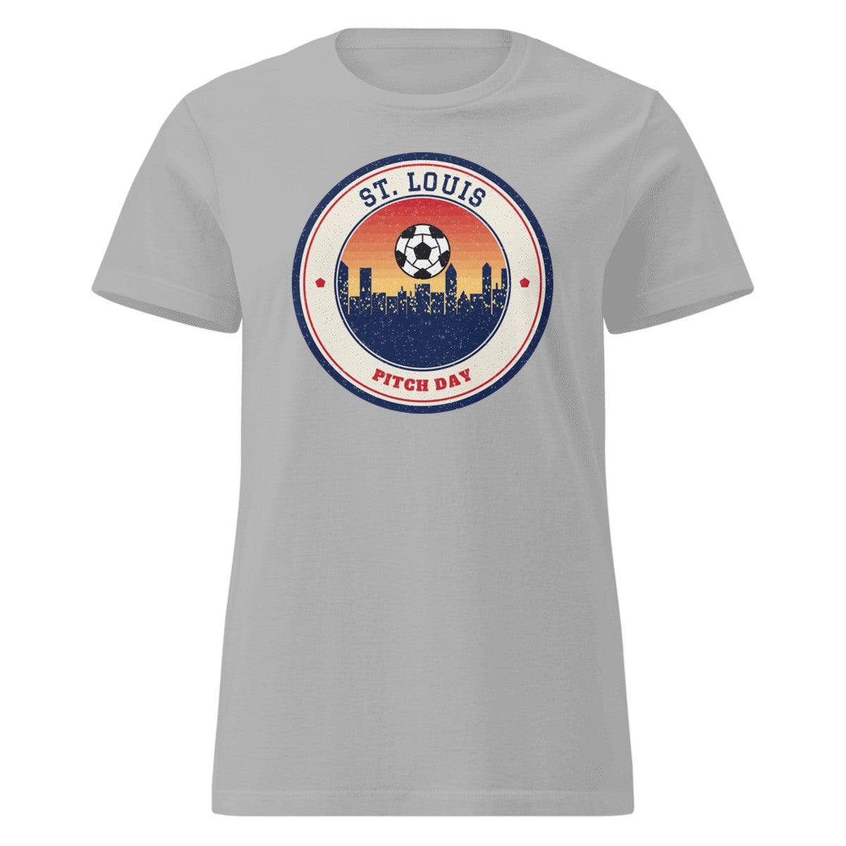 Women's St. Louis Pitch Day Fitted Tee in Sport Grey, front view