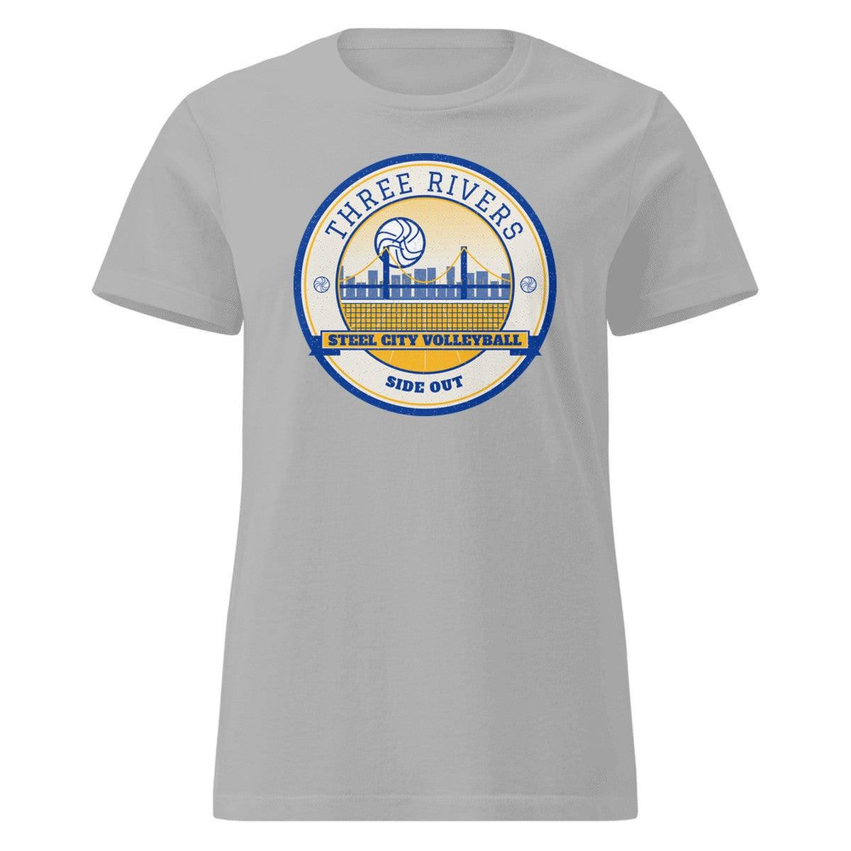 Three Rivers Steel City Volleyball Women's Fitted Tee in Sport Grey, front view