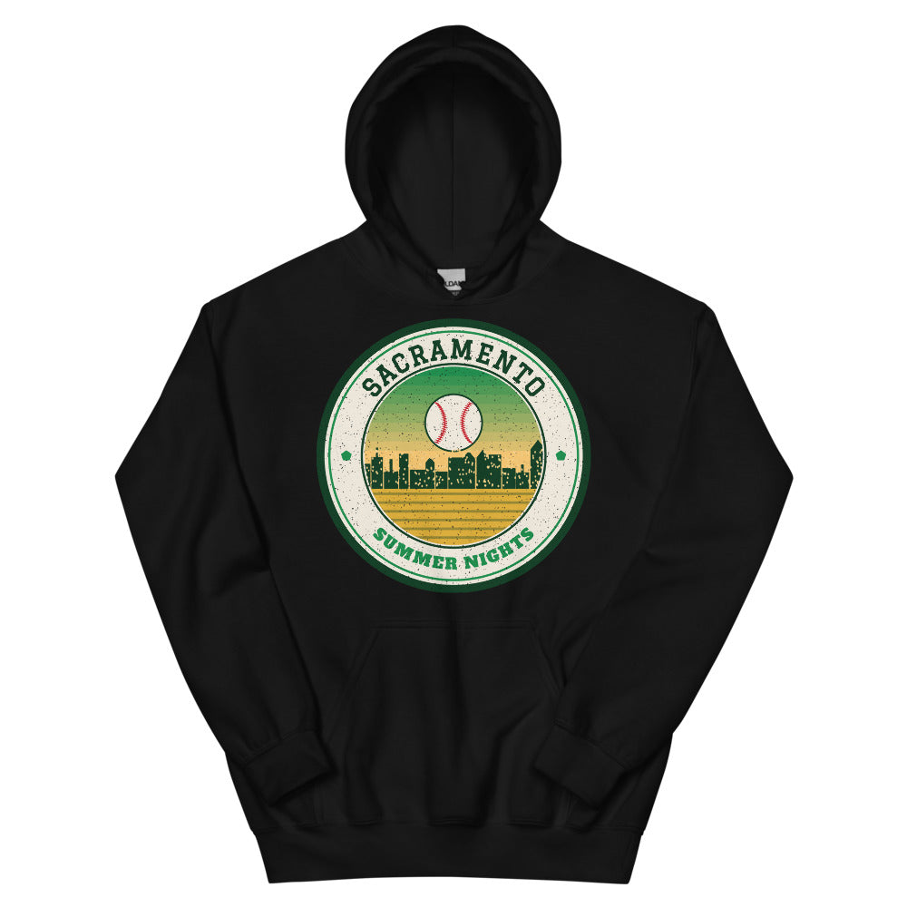 Sacramento Summer Nights Ballpark Hoodie in black, front