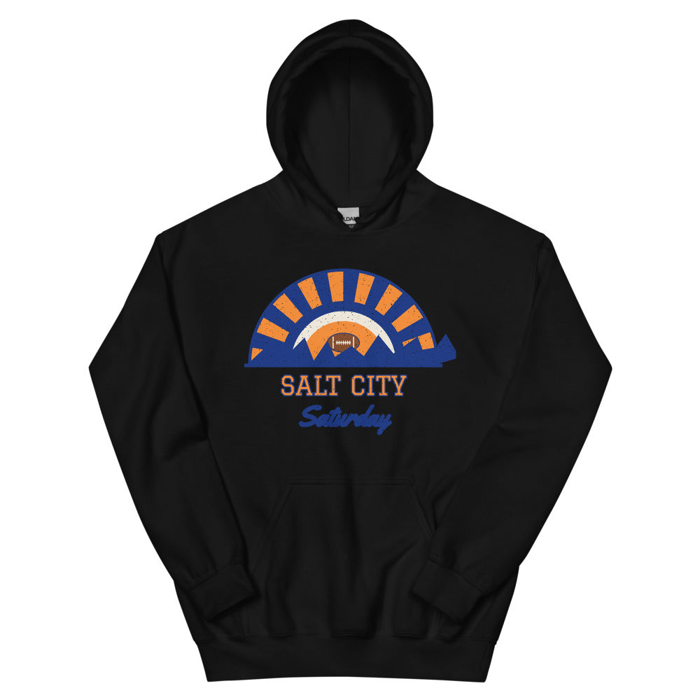 Salt City Saturday Hoodie in black, front