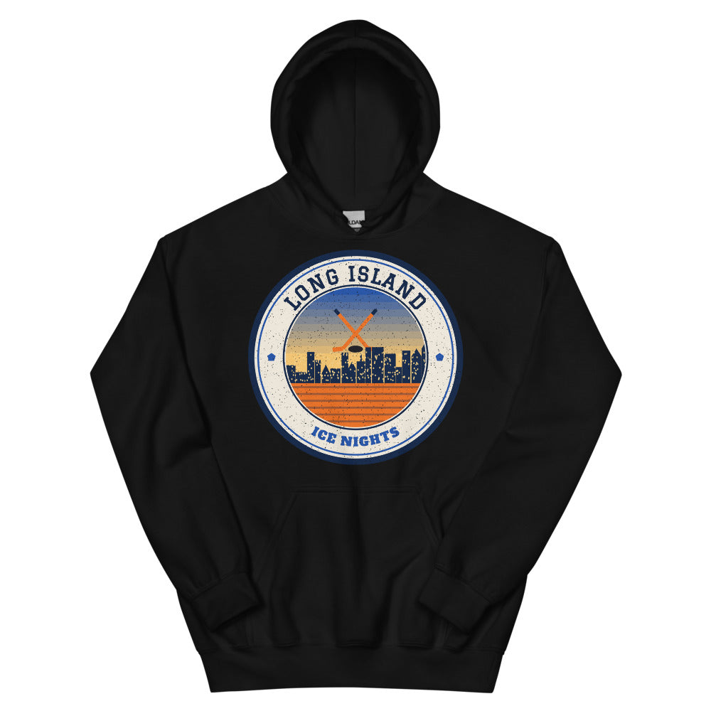Long Island Ice Nights Hoodie in black, front
