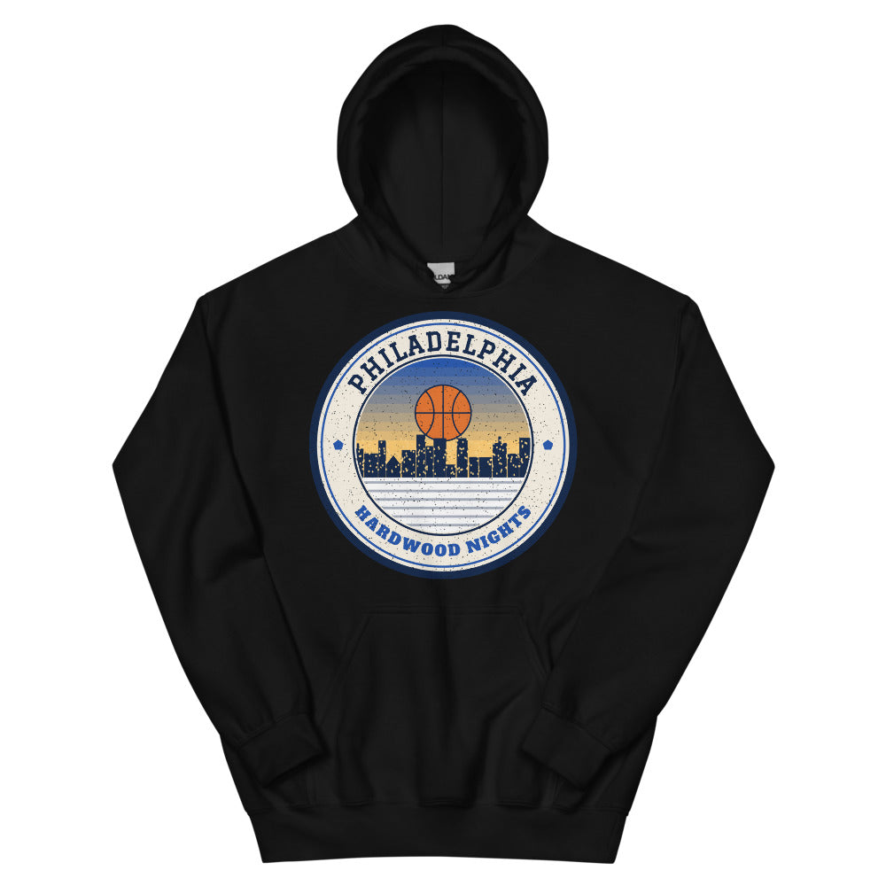 Philadelphia Hardwood Nights Hoodie in black, front
