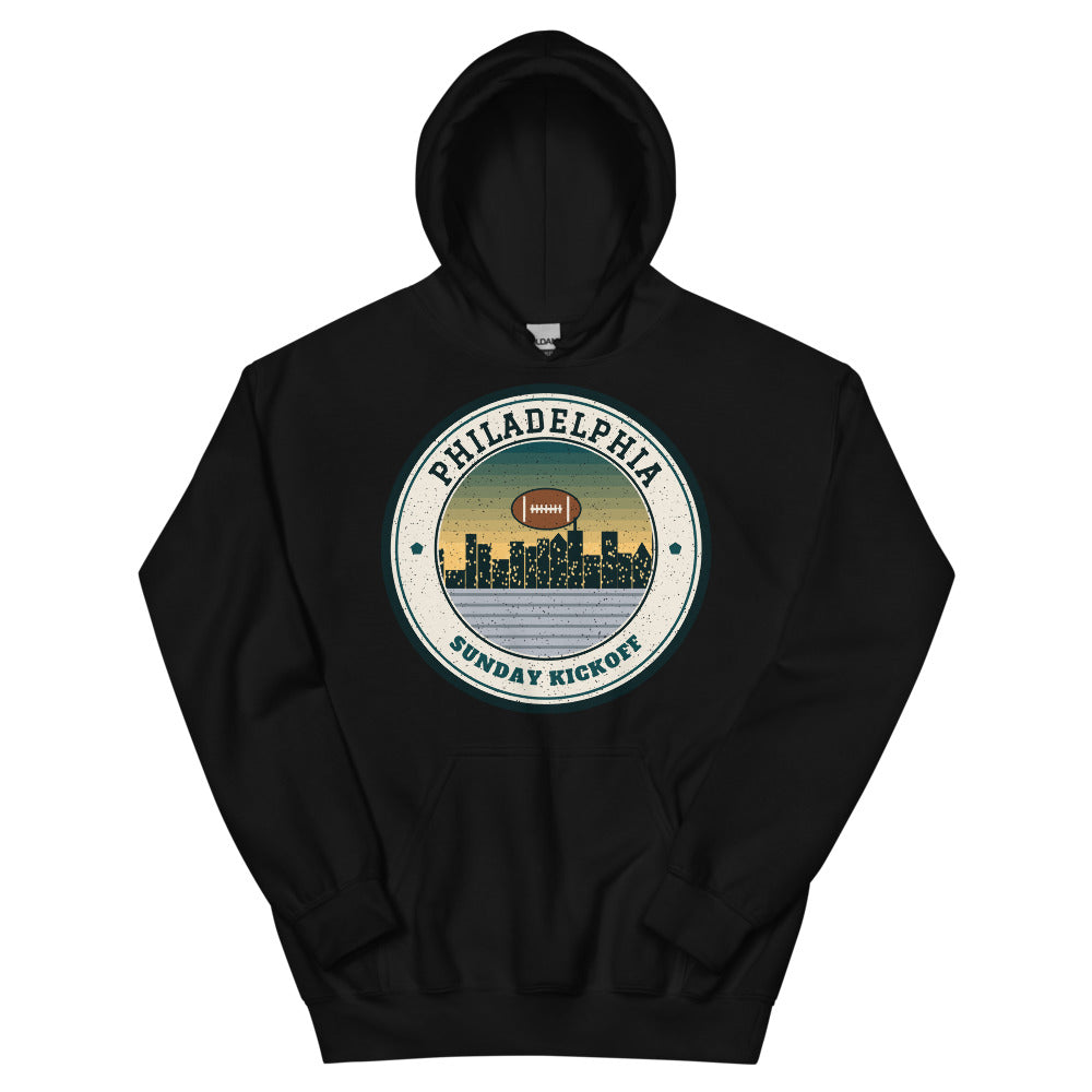 Philadelphia Sunday Kickoff Hoodie in black, front
