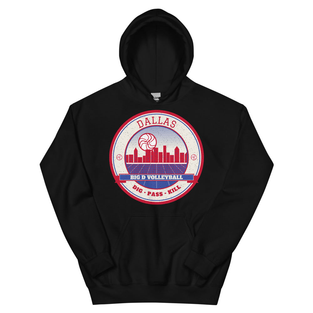 Dallas Big D Volleyball Hoodie in black, front