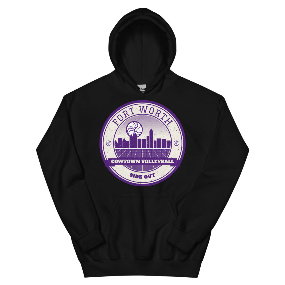 Fort Worth Cowtown Volleyball Hoodie in black, front
