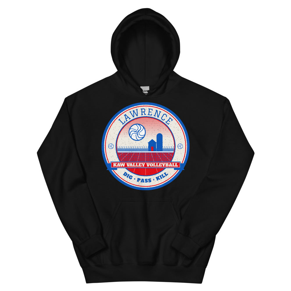 Lawrence Kaw Valley Volleyball Hoodie in black, front