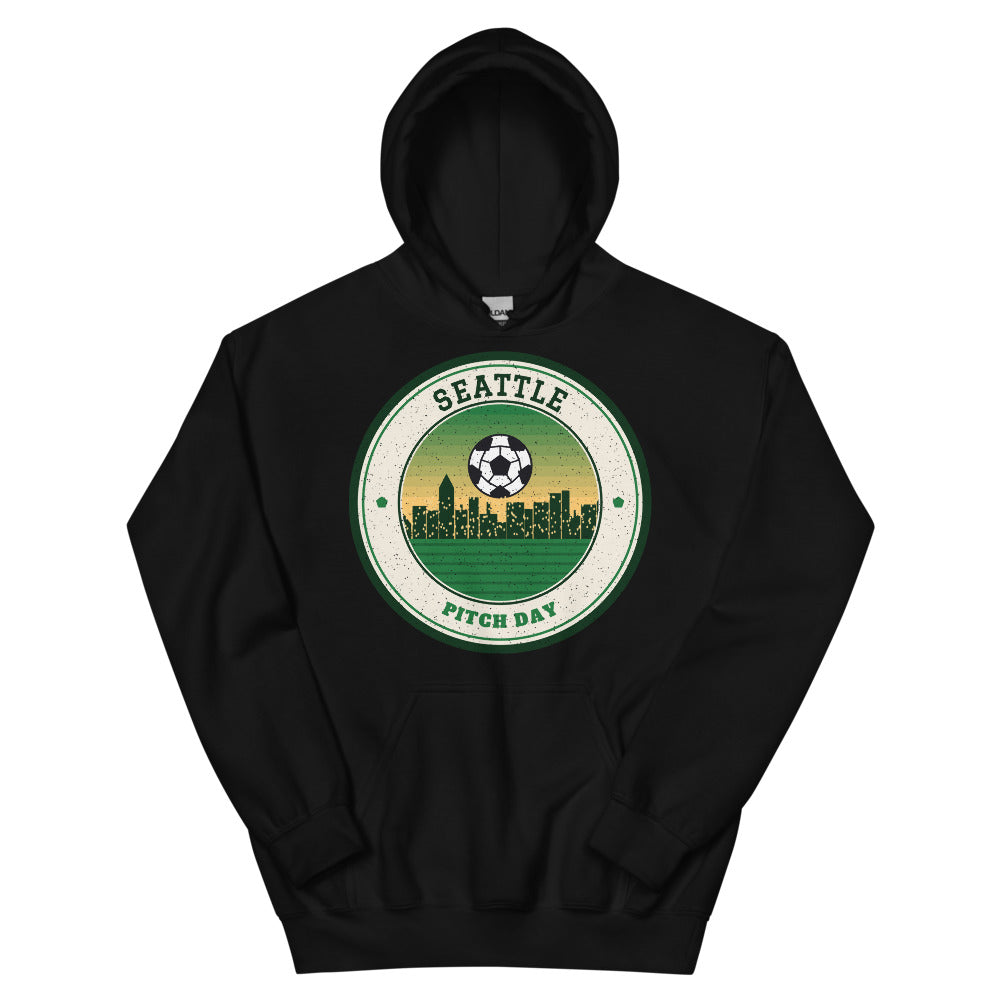 Seattle Pitch Day Hoodie in black, front