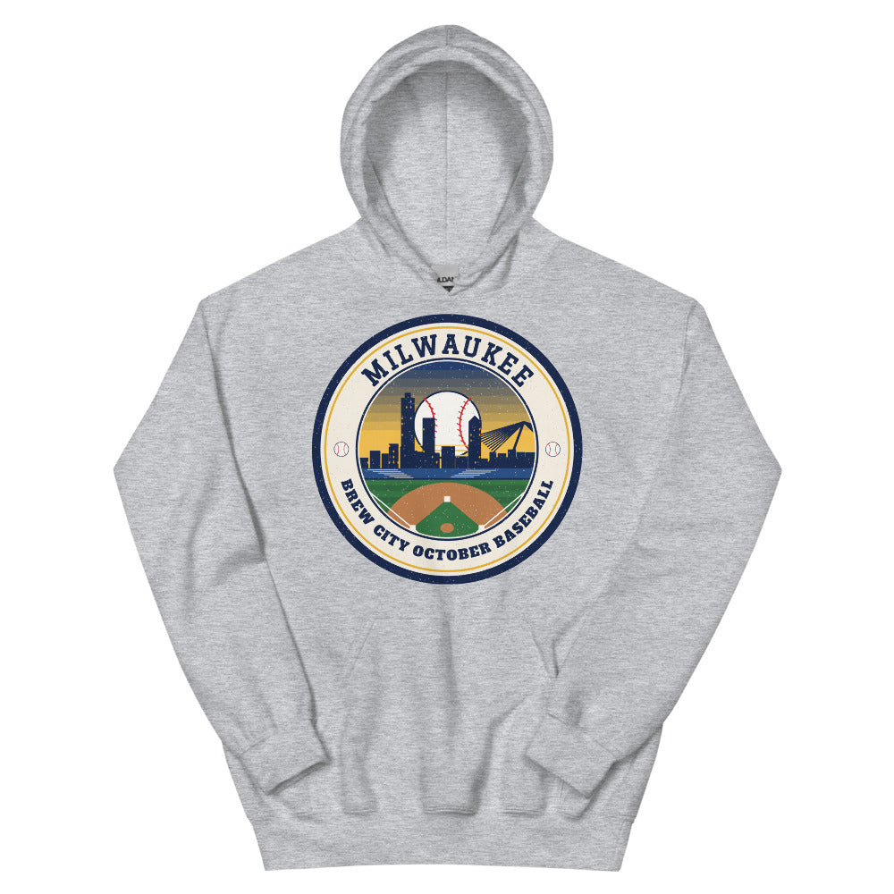 Milwaukee Brew City October Baseball Hoodie in sport grey, front