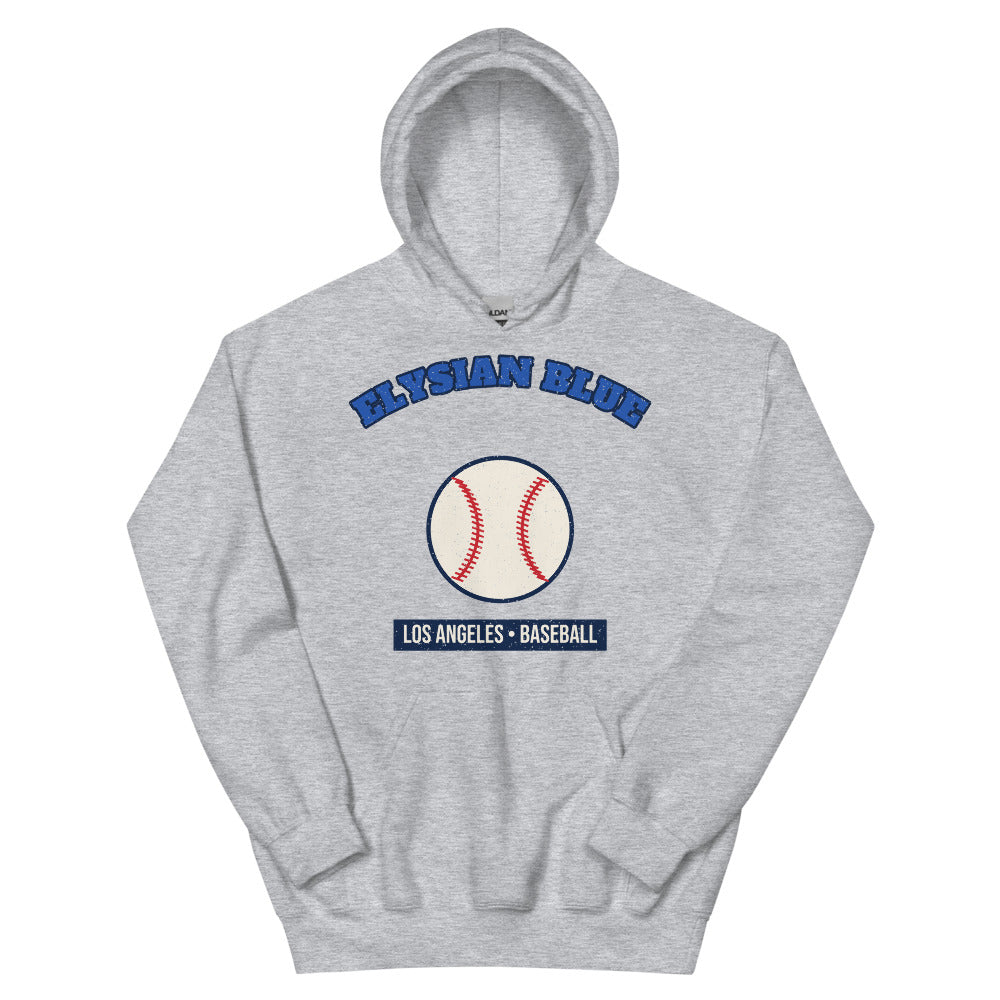 Elysian Blue Baseball Hoodie in sport grey, front