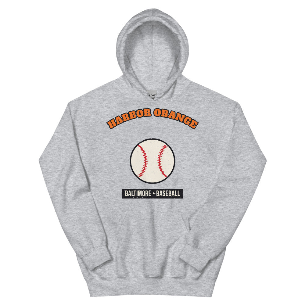 Harbor Orange Baseball Hoodie in sport grey, front