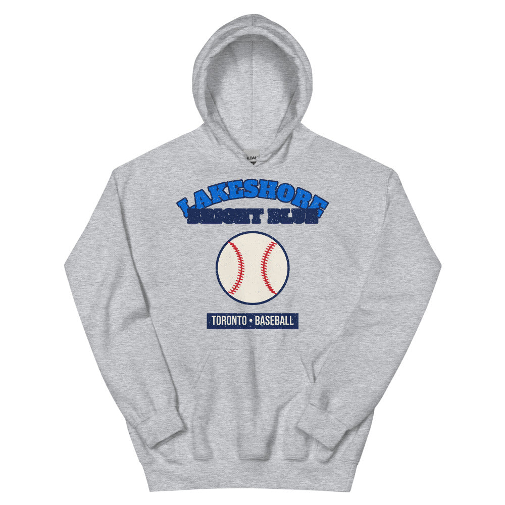 Lakeshore Bright Blue Baseball Hoodie in sport grey, front