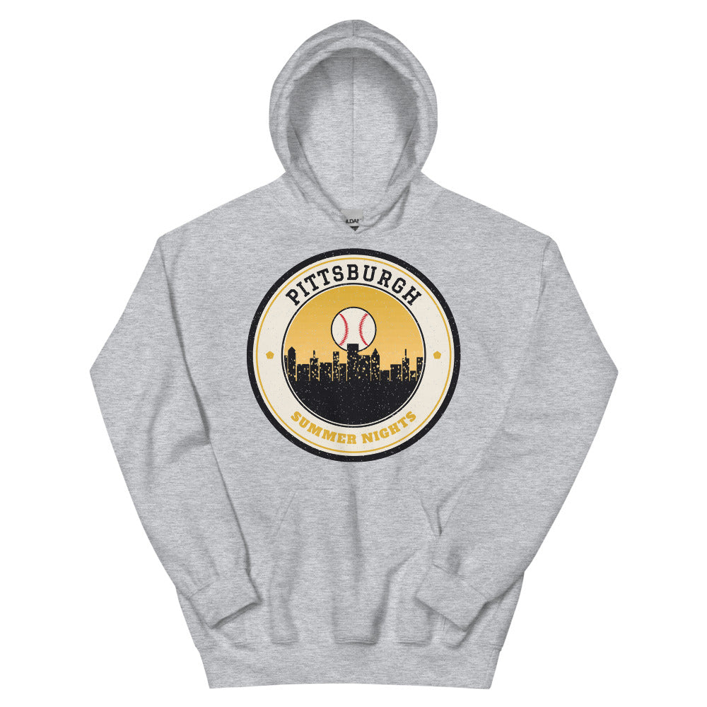 Pittsburgh Summer Nights Ballpark Hoodie in sport grey, front