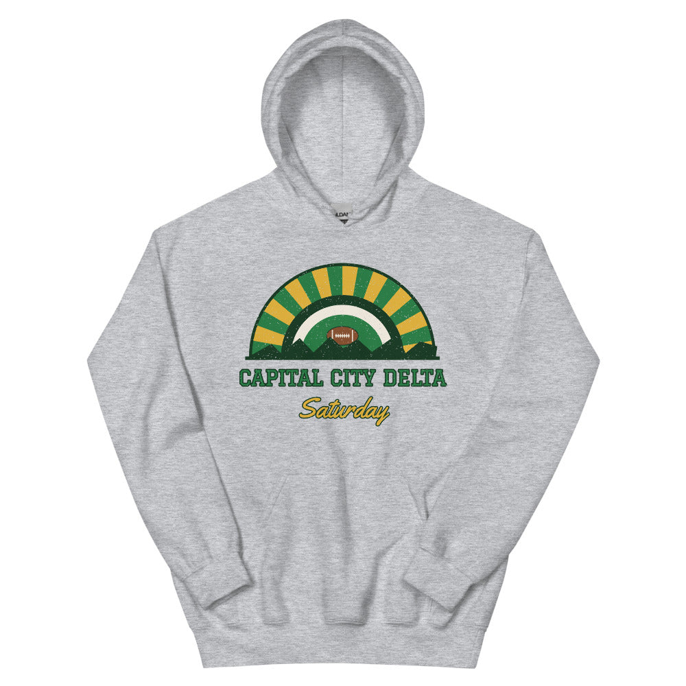 Capital City Delta Saturday Hoodie in sport grey, front