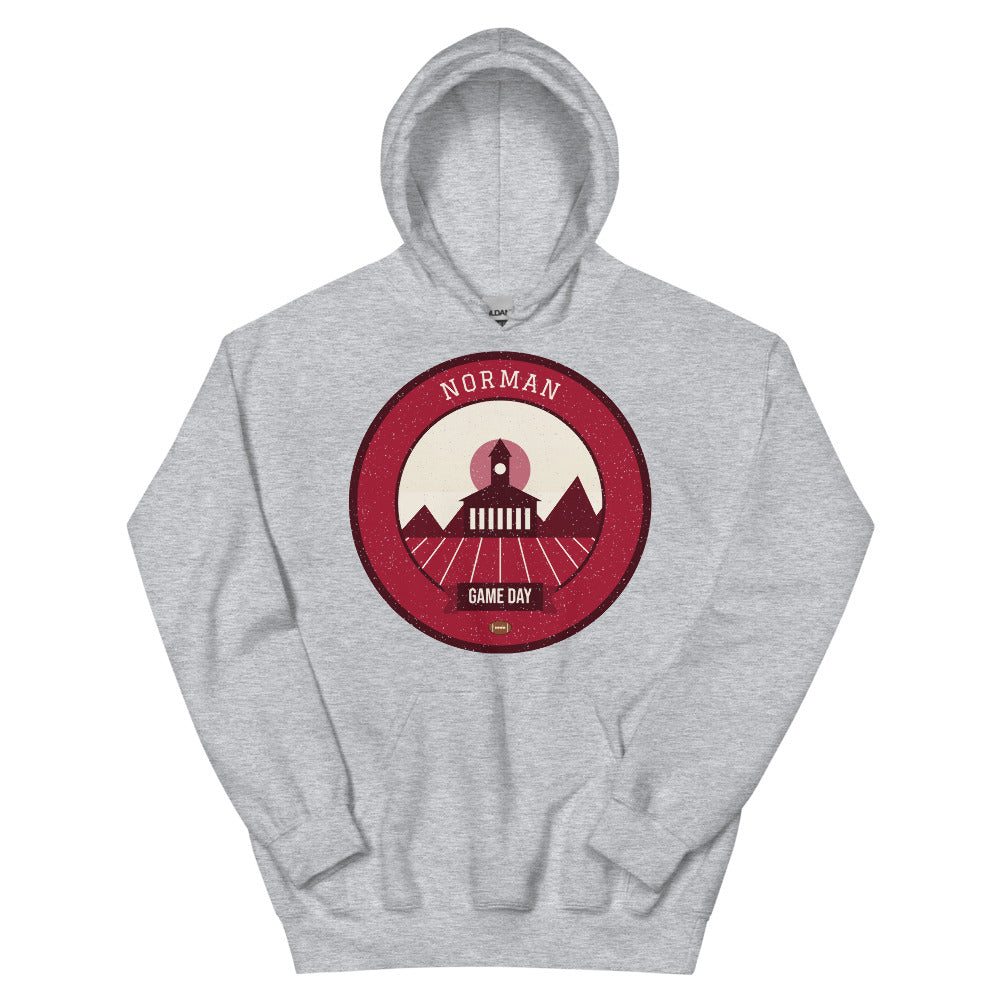 Crimson & Cream Red Dirt Game Day Hoodie in sport grey, front