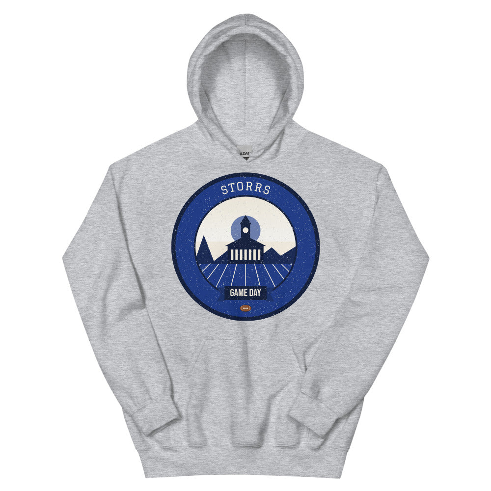 Deep Blue Stone Wall Game Day Hoodie in sport grey, front