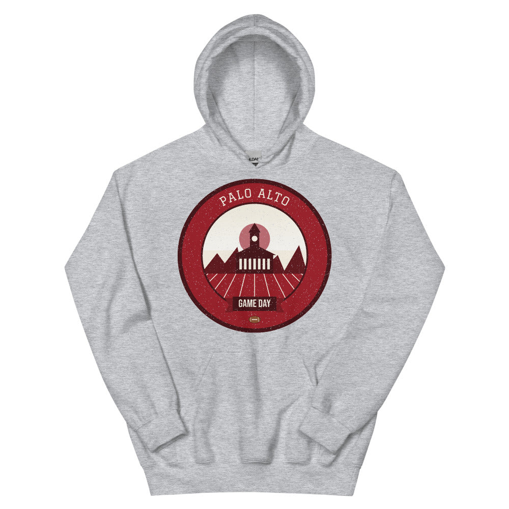 Deep Red Sandstone Game Day Hoodie in sport grey, front