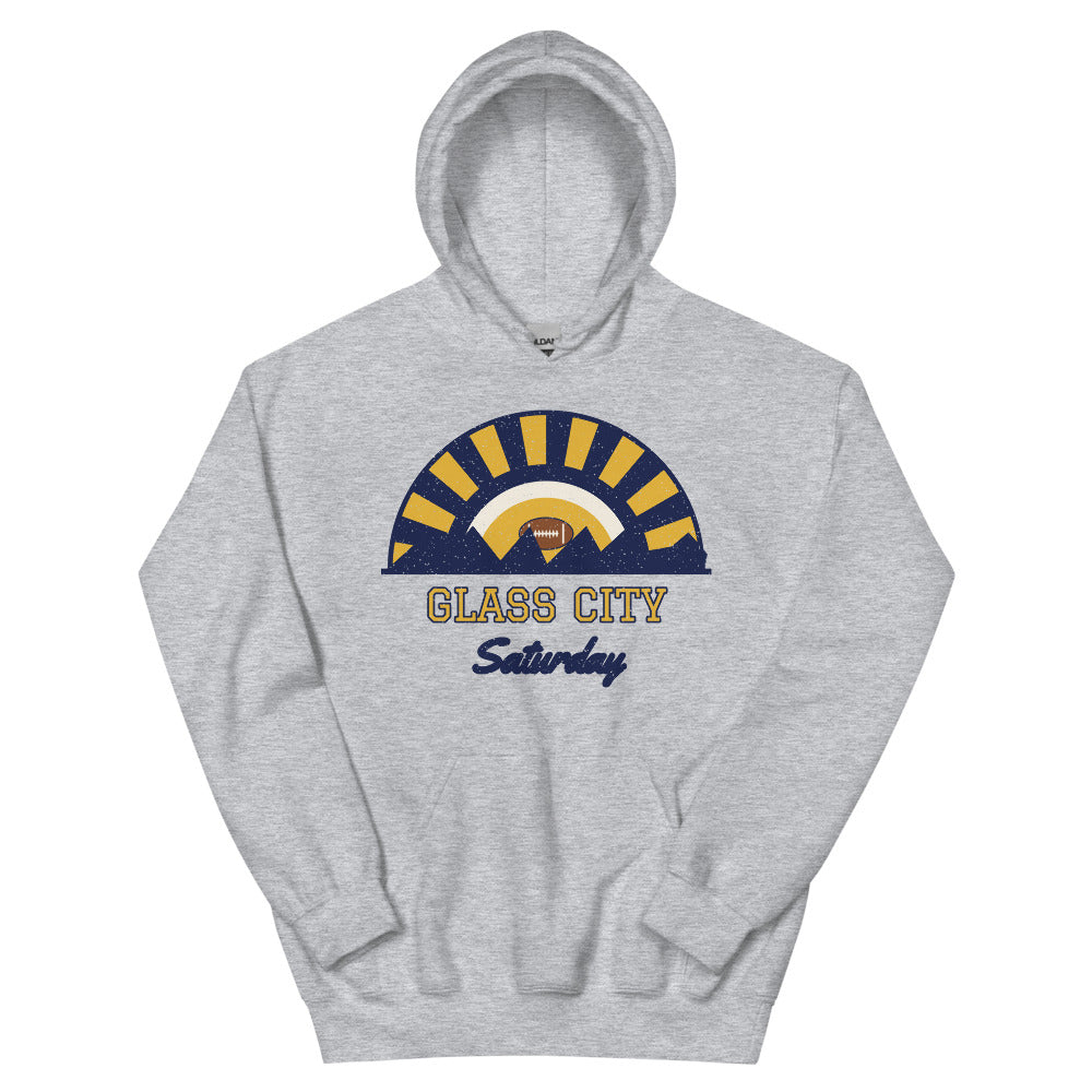 Glass City Saturday Hoodie in sport grey, front