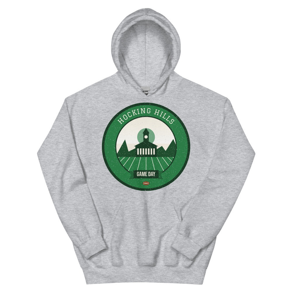 Green & White Hocking Hills Game Day Hoodie in sport grey, front