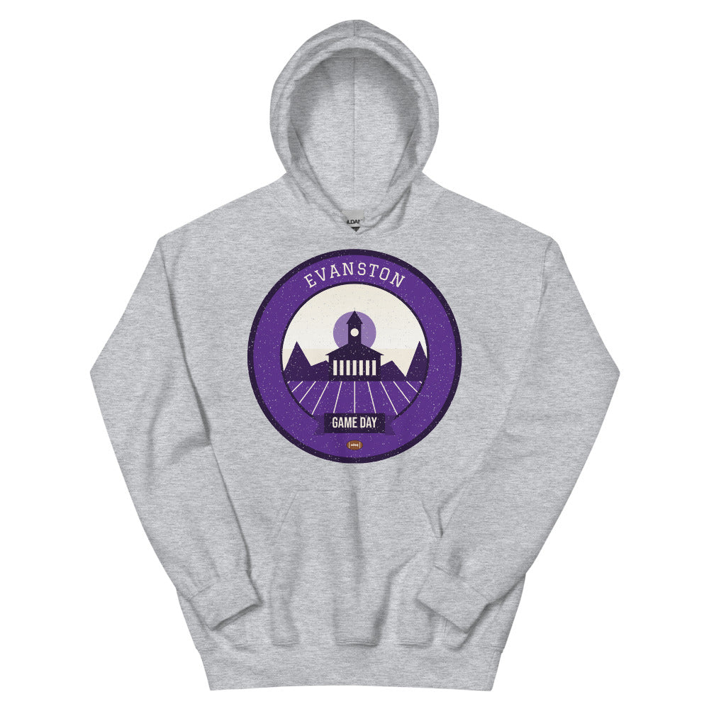 Lakefront Purple Game Day Hoodie in sport grey, front