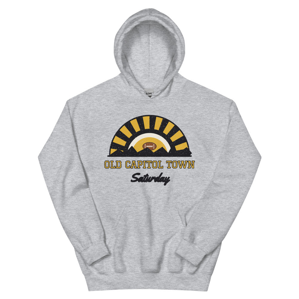 Old Capitol Town Saturday Hoodie in sport grey, front