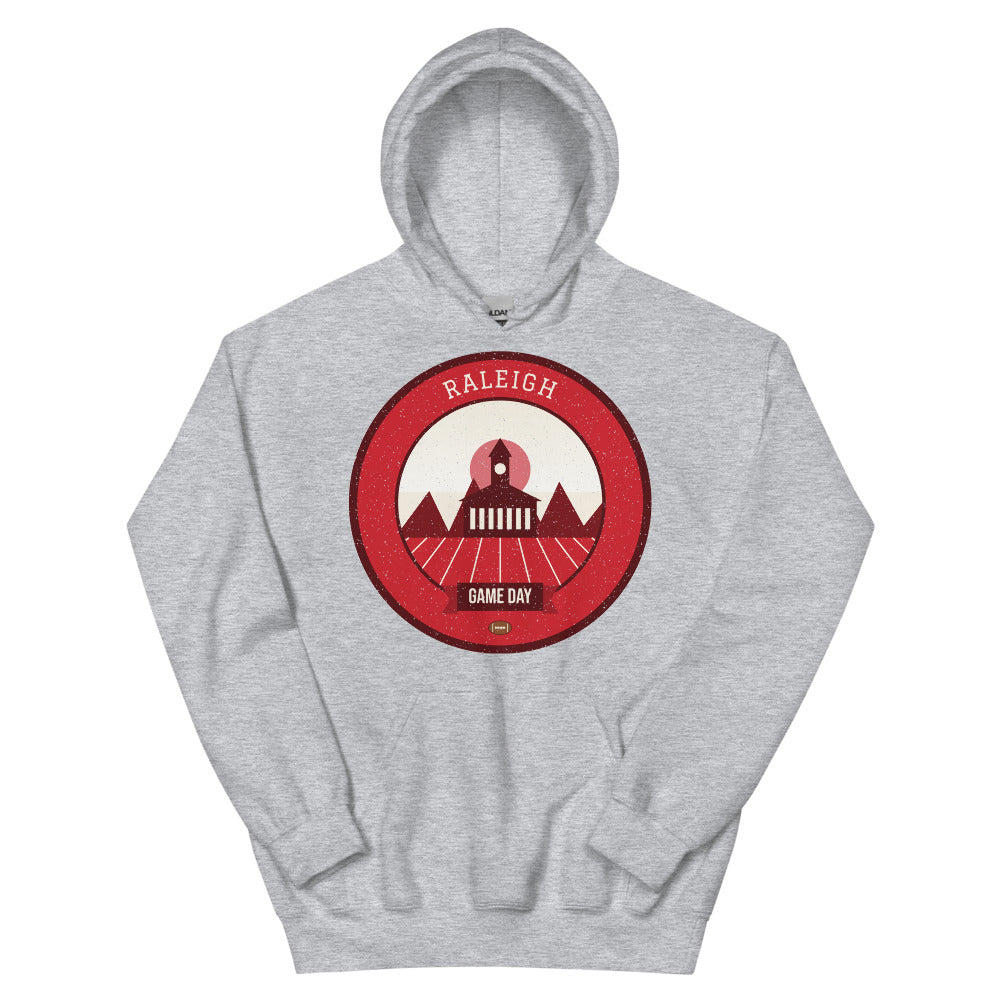Red & White Bell Tower Game Day Hoodie in sport grey, front
