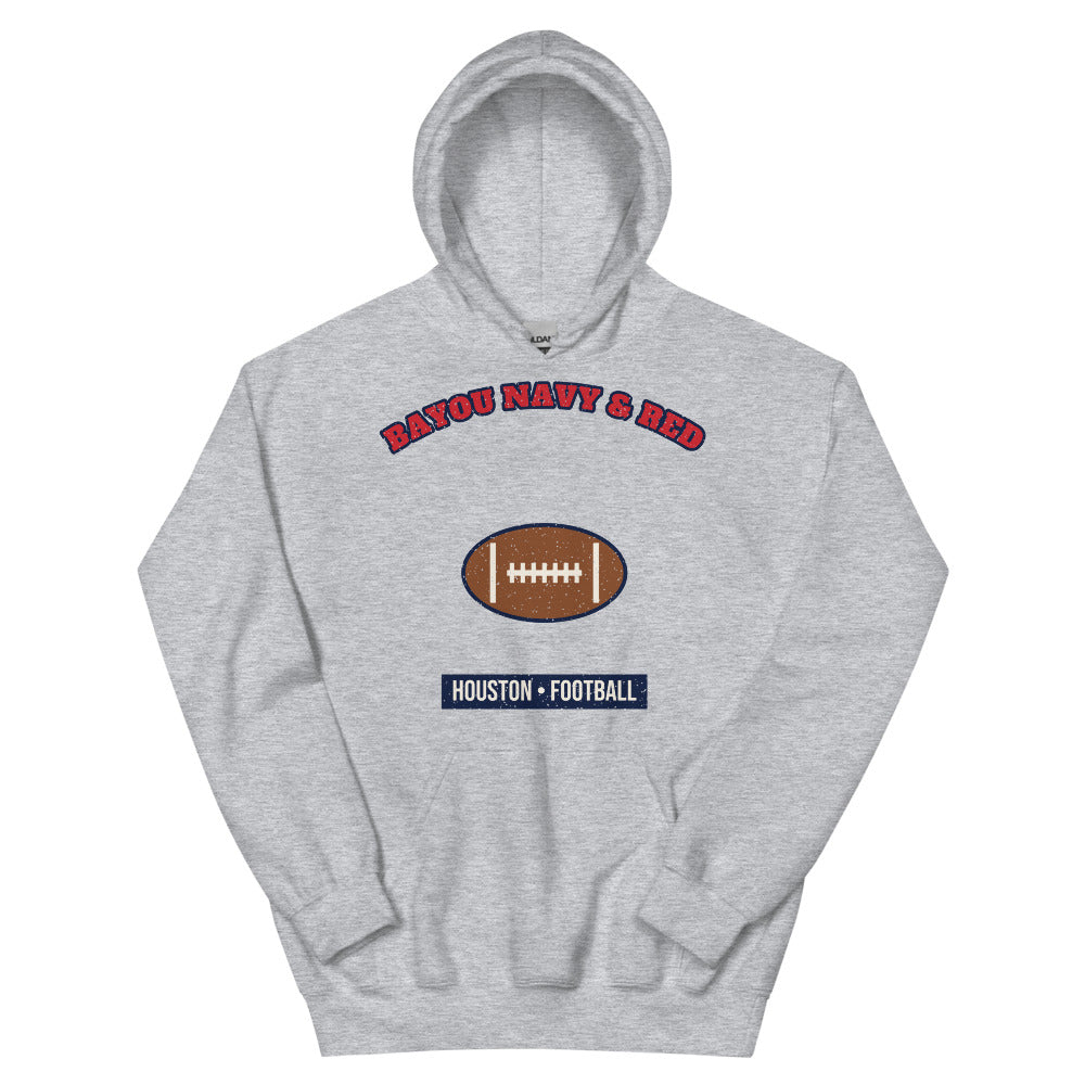 Bayou Navy & Red Football Hoodie in sport grey, front