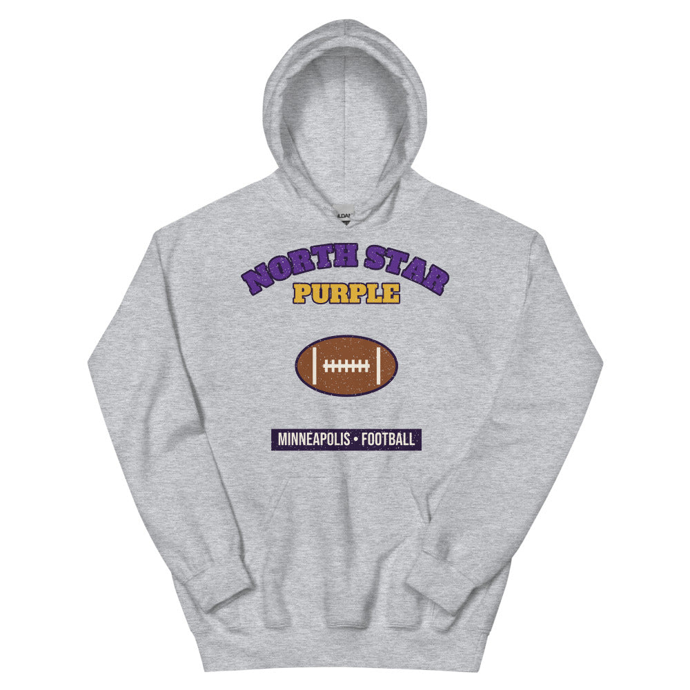 North Star Purple Football Hoodie in sport grey, front