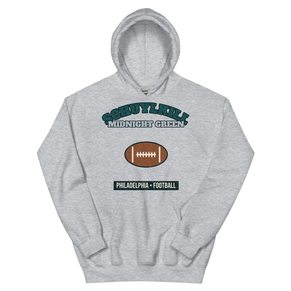 Schuylkill Midnight Green Football Hoodie in sport grey, front