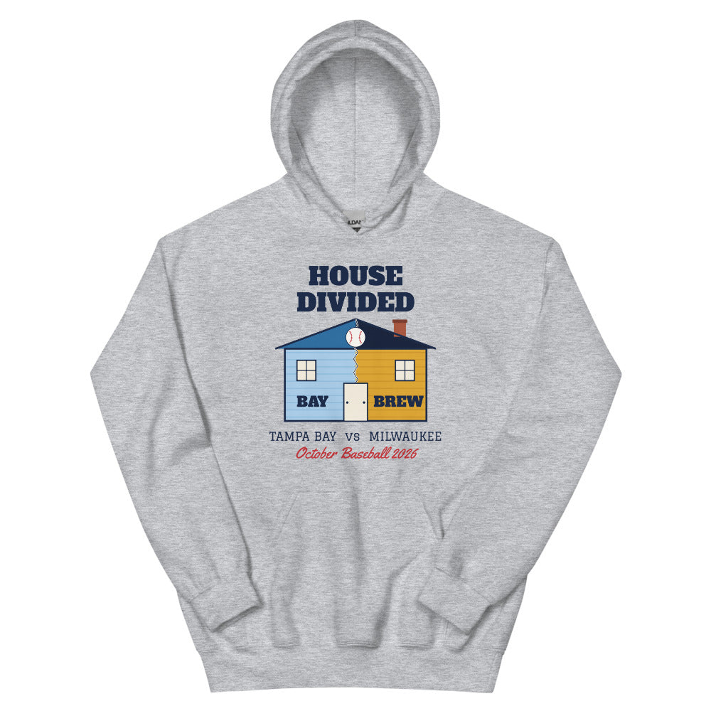 House Divided Tampa Bay vs Milwaukee Unisex Hoodie in sport grey, front view