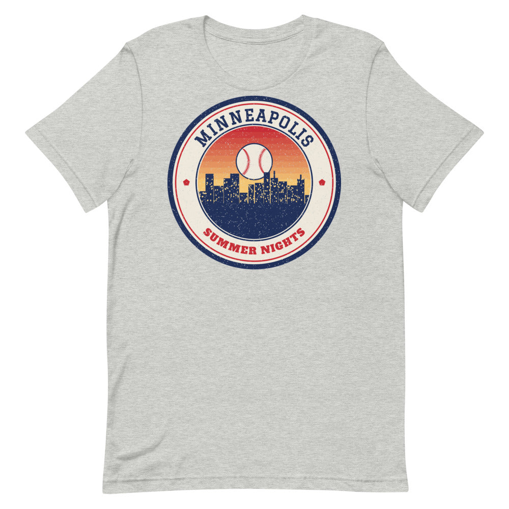 Minneapolis Summer Nights Ballpark Tee in athletic heather, front