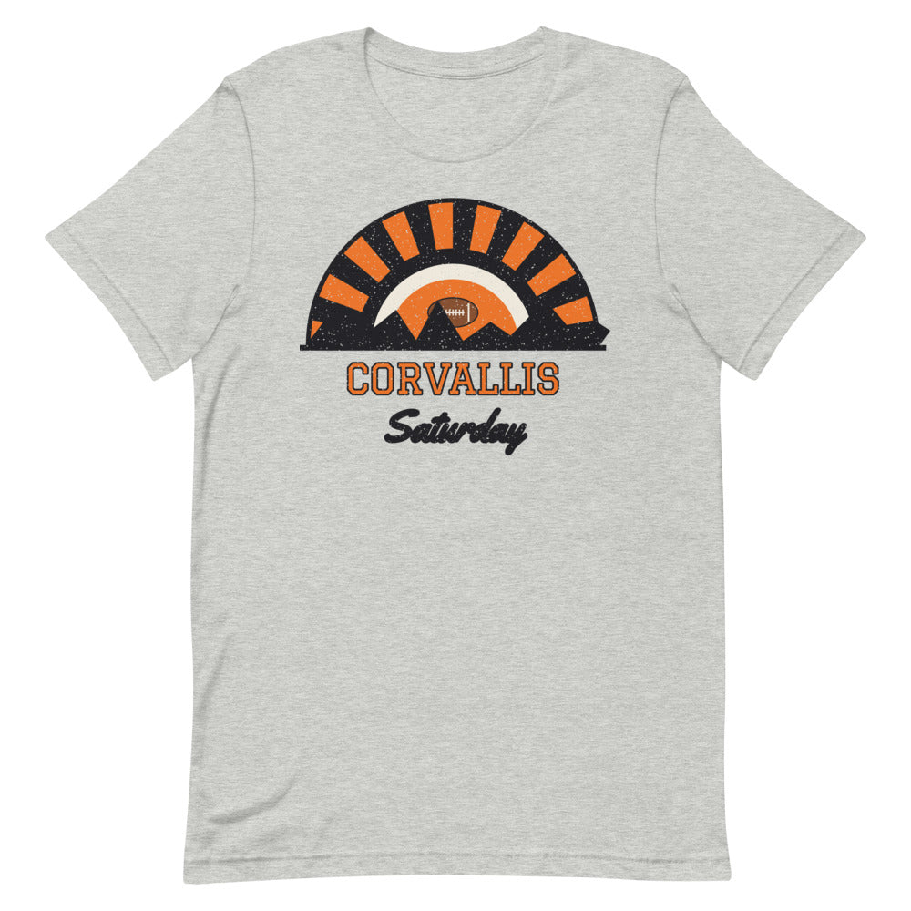 Corvallis Saturday Tee in athletic heather, front