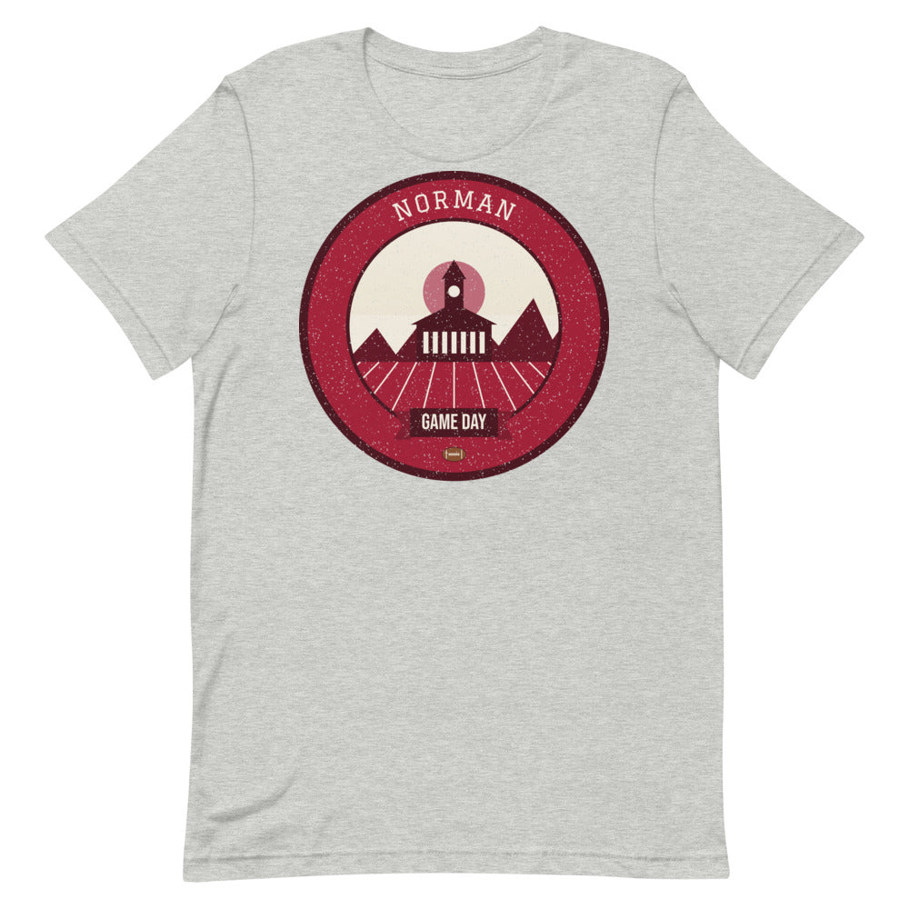 Crimson & Cream Red Dirt Game Day Tee in athletic heather, front