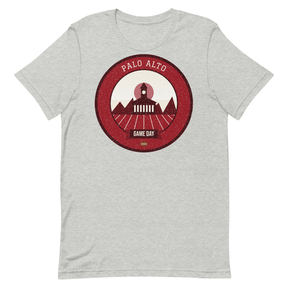 Deep Red Sandstone Game Day Tee in athletic heather, front