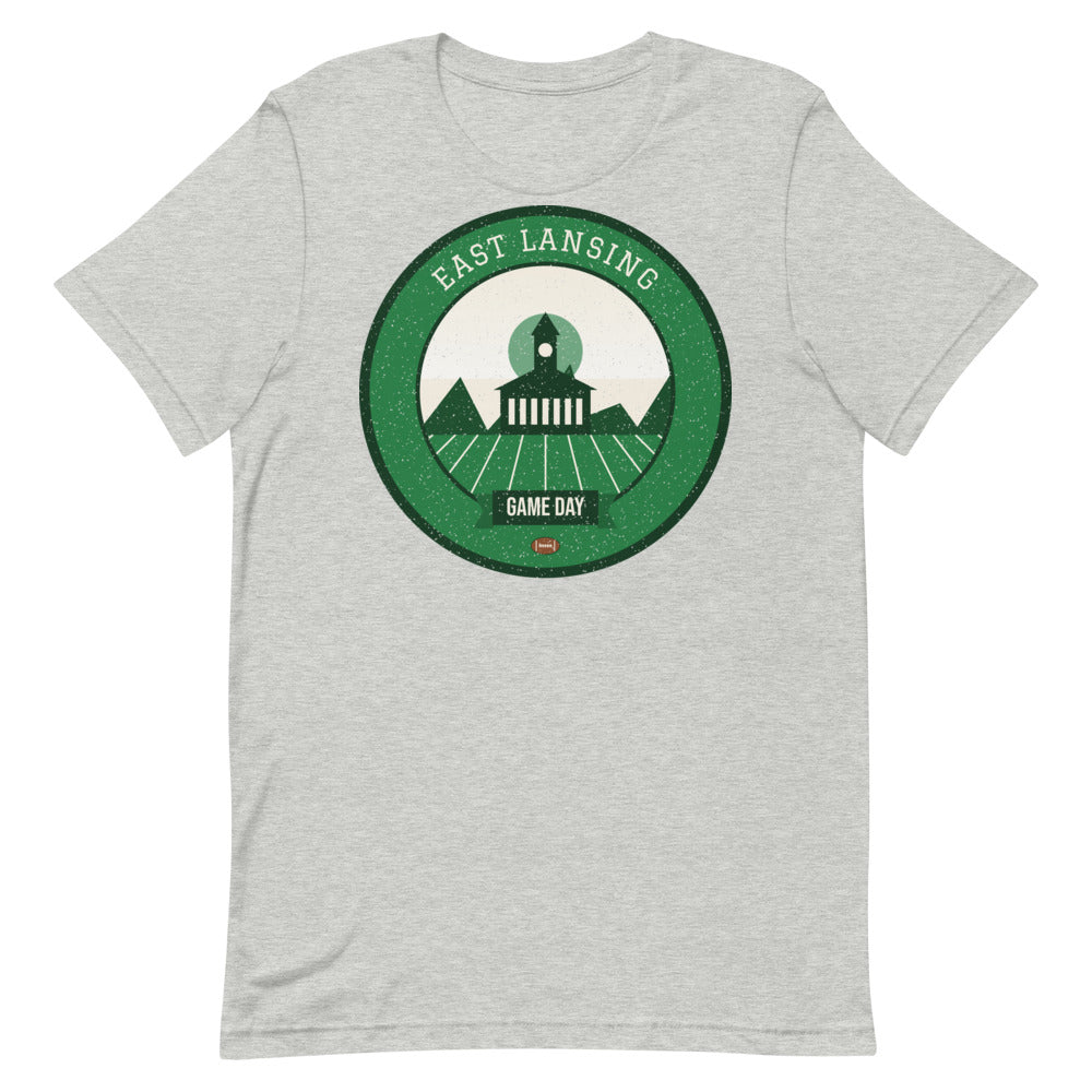 Green & White Red Cedar Game Day Tee in athletic heather, front