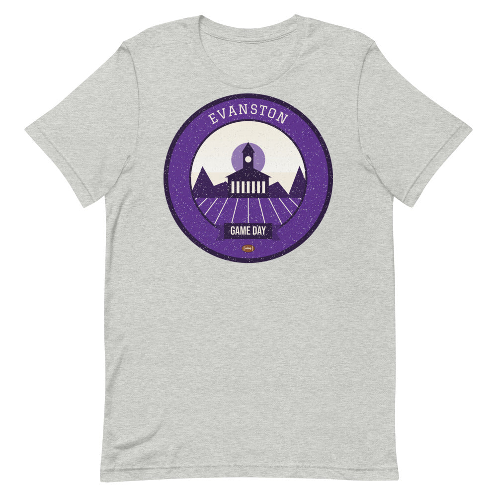 Lakefront Purple Game Day Tee in athletic heather, front